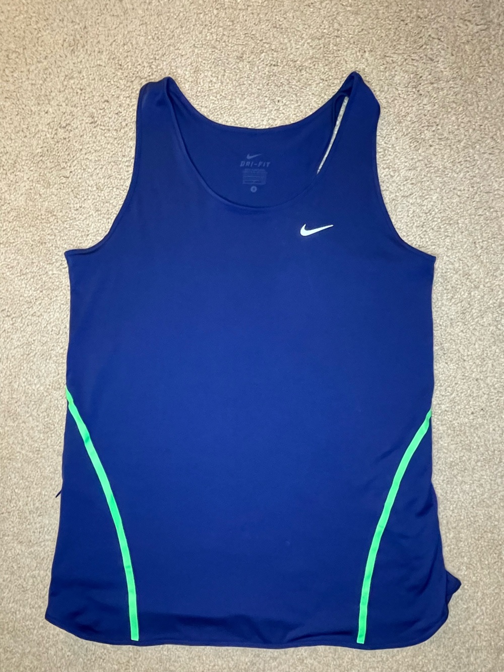 Nike Dri-FIT Blue Athletic Tank with Green Accents Women’s Small Running Gym Jog